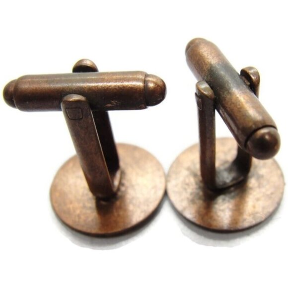 Vintage Texas Copper Cufflinks Round Shirt Accessories Wedding - Picture 7 of 11